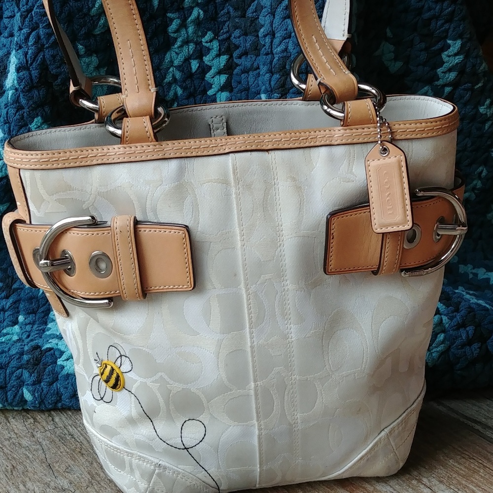 Cream Coach Handbag